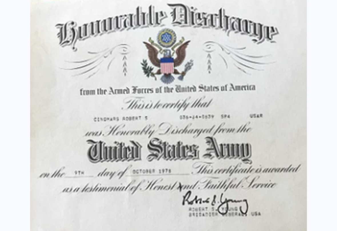 United States Army discharge certificate