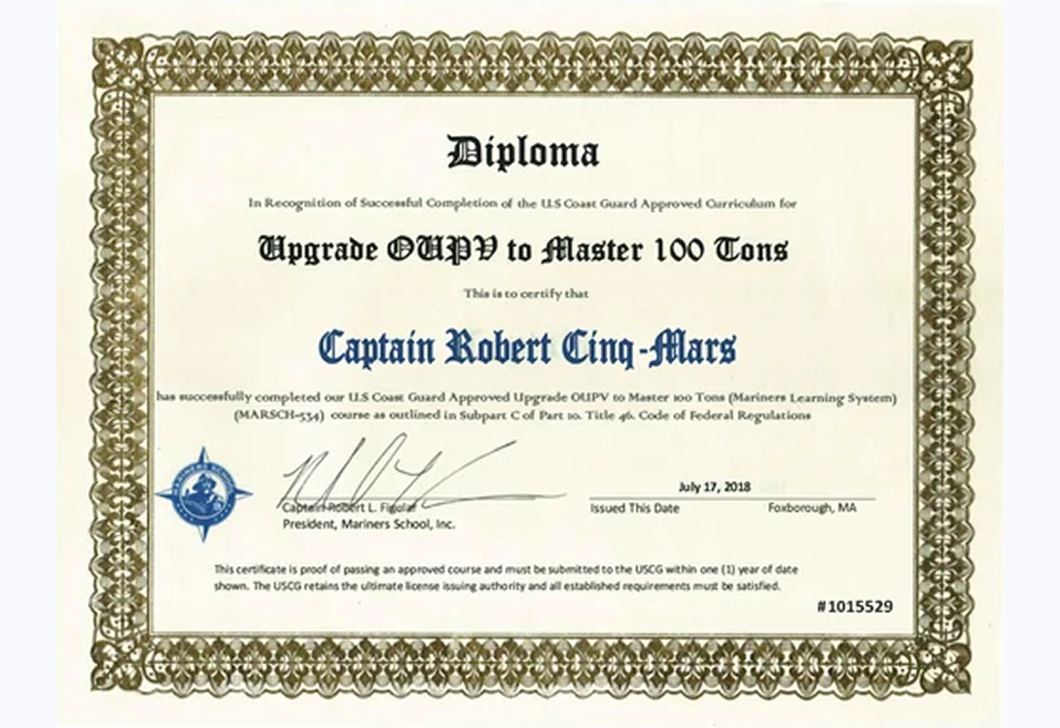 Diploma for maritime certification