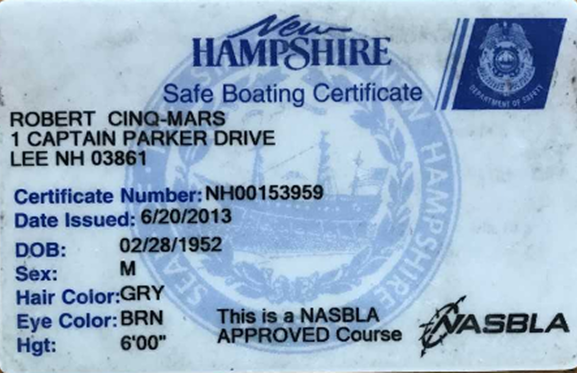 Safe boating certificate details