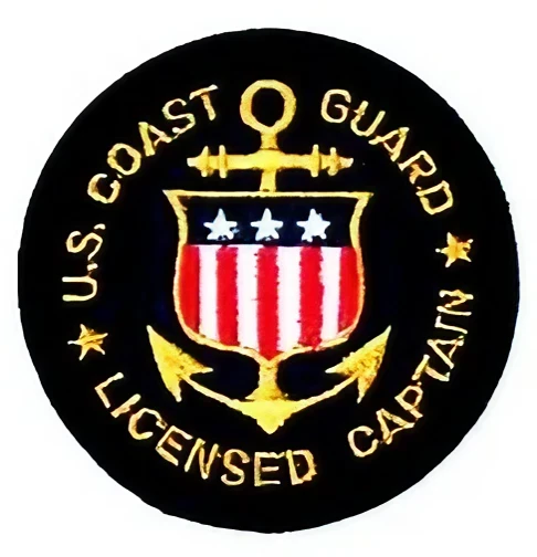 U.S. Coast Guard Licensed Captain emblem with anchor and shield design.